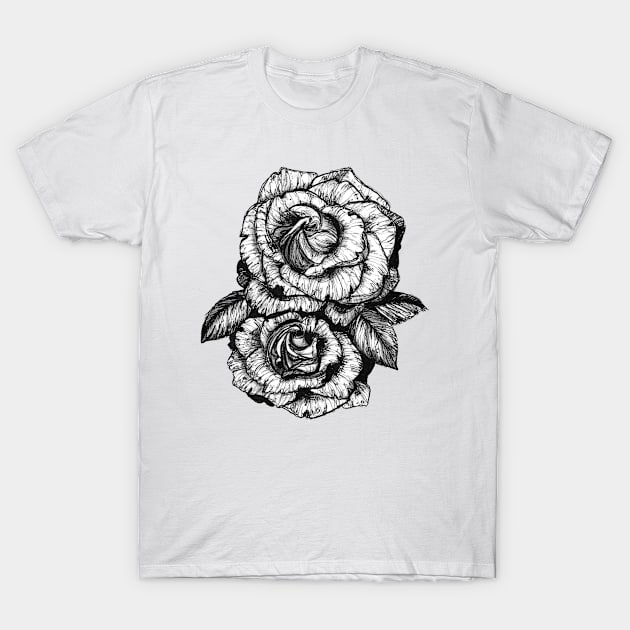 roses in pen and ink T-Shirt by lovefromsirius